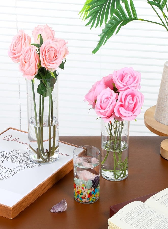 Exclaith 12 Pack Cylinder Vases for Centerpieces 4, 6, 8 Inch Tall Acrylic Cylinder Clear Flower Vase Set Home Decor Centerpiece Table Clear Flower Vase Decorations for Table Shelf, Party, Wedding - Image 3